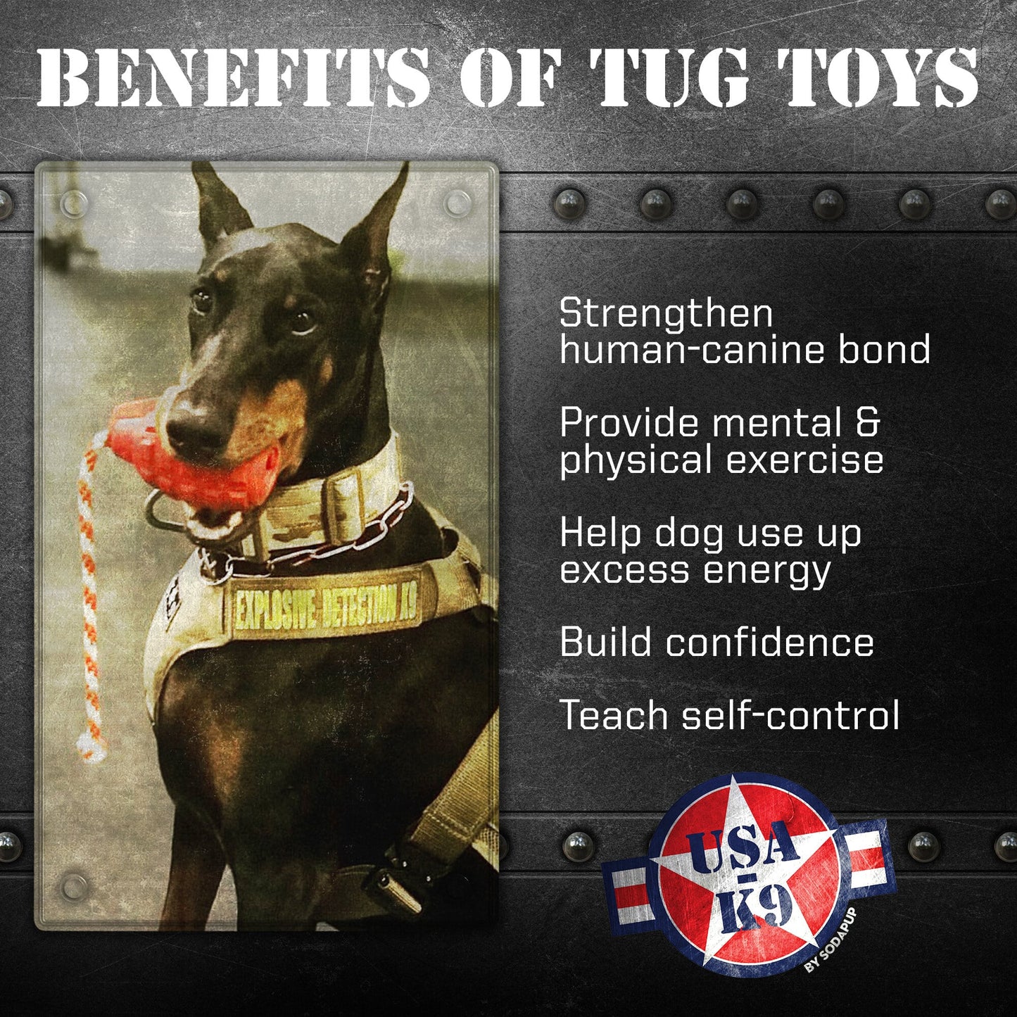 USA-K9 Grenade Shaped Rubber Dog Toy - Chew, Treat Dispenser & Tug Toy | USA - Army Green