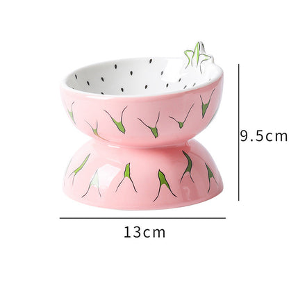 Ceramic Raised Cat Bowl 5In Elevated Wide Cat Bowl For Food And Water Anti Vomiting Tilted Pet Feeder Dish For Indoor Cats And Small Dogs