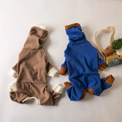 Dog Clothes Pet Plush Warm High Neck Four Legged Clothes Slightly Elastic Little Lingti Huibit Clothes Four Legged Warm Base